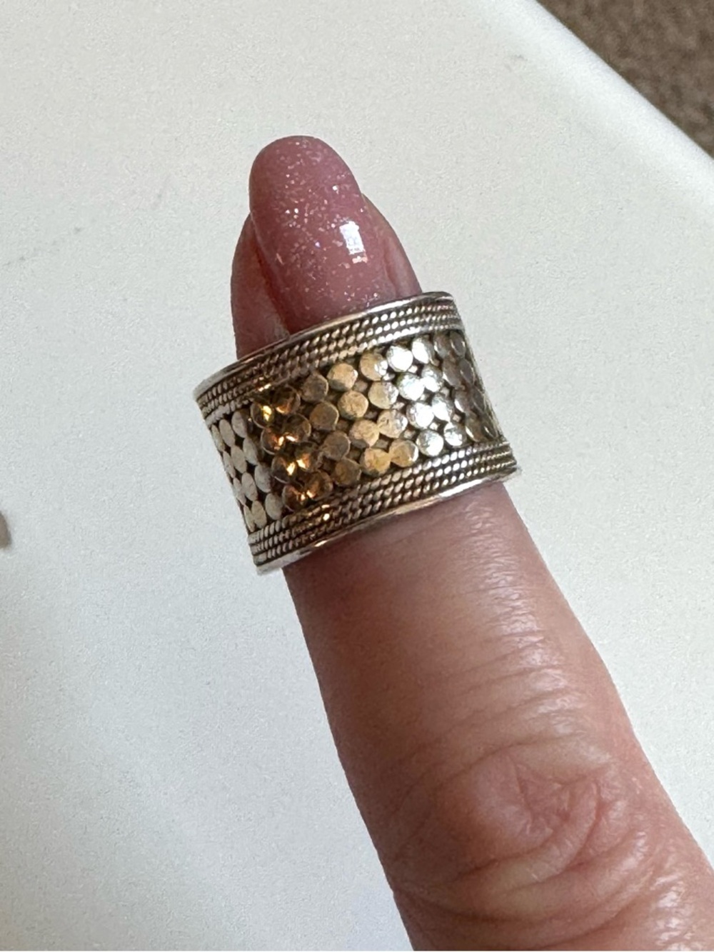 Anna Beck Classic Hammered Dot Band Ring Silver - Size 8 - Picture 5 of 6
